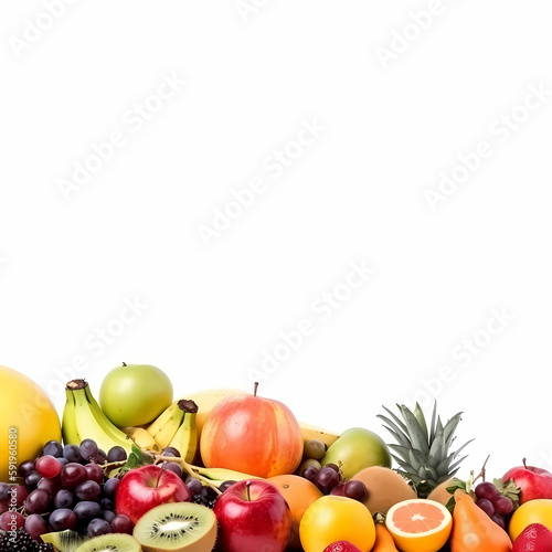 Fruit Isolated On White Background. Generative AI