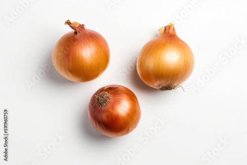 Onion, top-down view of multiple onions on a white background, generative ai, Fresh tasty vegetables, Fresh ingredients, cooking ingredients