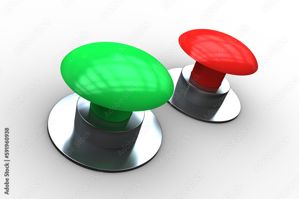 Red and green push buttons Red and green push buttons