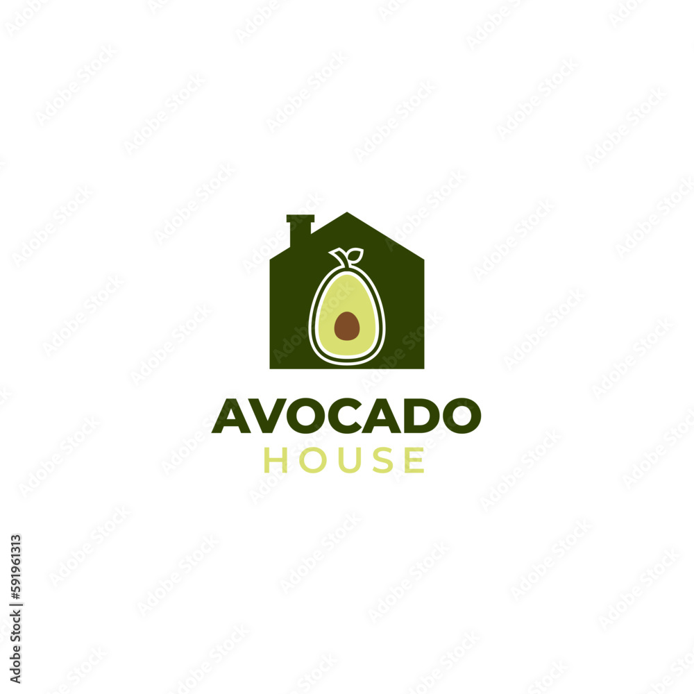 Vector house avocado logo design concept illustration idea