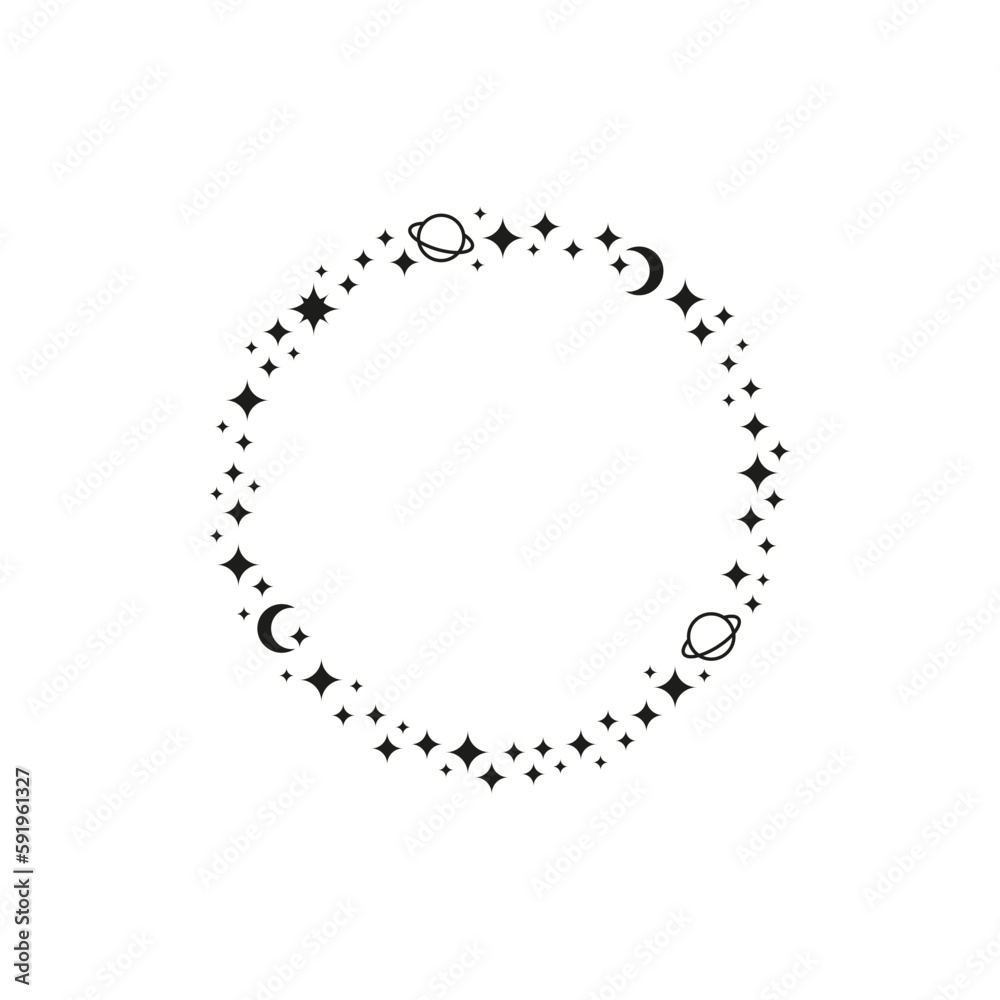 Frame with stars, planets and moon. Frame with stars, planets and moon.