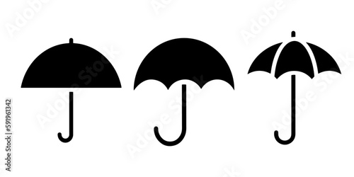 set of umbrella silhouette. Black and white icon. vector eps 10