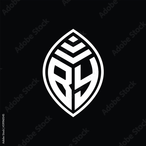 BY Logo monogram leaf shape isolated outline design template