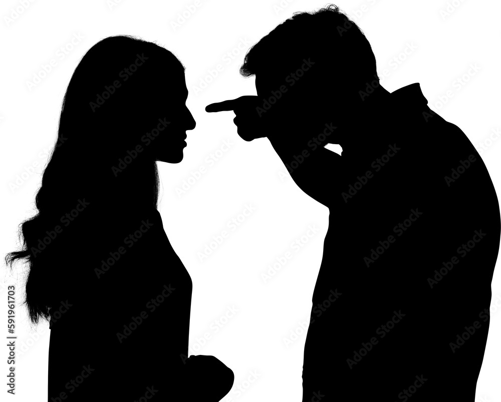 Silhouette of man shouting on woman