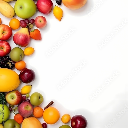 Fruit Isolated On White Background. Generative AI