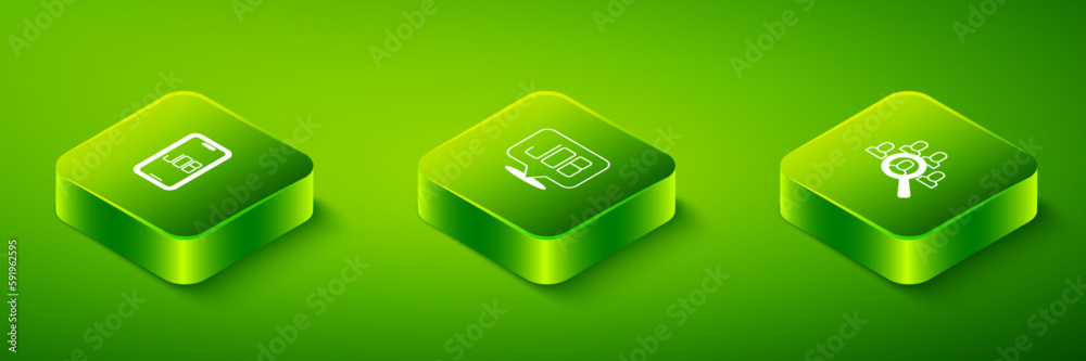 Set Isometric Search job, Magnifying glass for search and icon. Vector Set Isometric Search job, Magnifying glass for search and icon. Vector