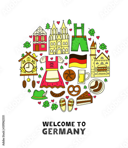 German national landmarks and attractions in circle.