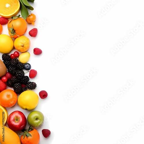 Fruit Isolated On White Background. Generative AI