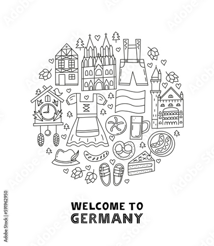 German national landmarks and attractions in circle.