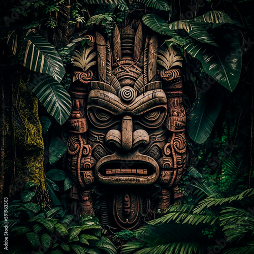 totem in the jungle silhouette of a face