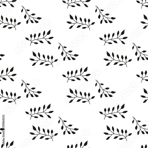 Seamless pattern with leafy branches.