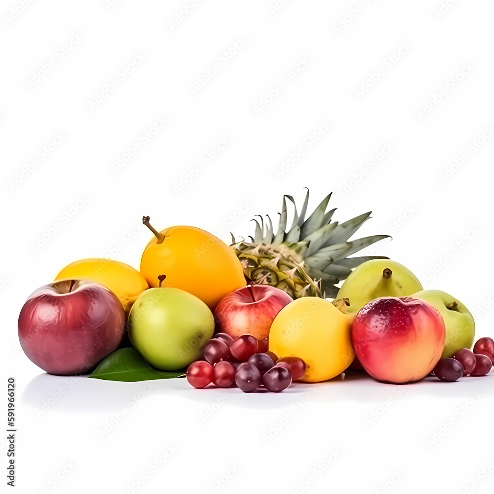 Fruits Isolated On White Background. generative AI Fruits Isolated On White Background. generative AI