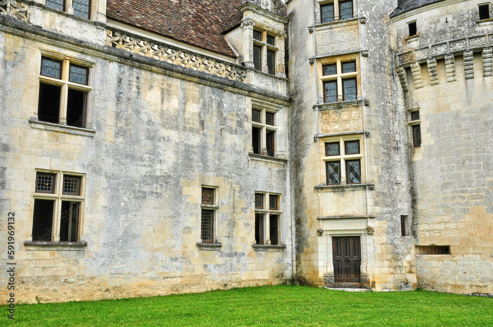 France, renaissance castle of Puyguilhem in Dordogne