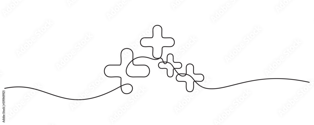 plus sign in continuous line drawing vector illustration. positive thinking minimalism conceptual plus sign in continuous line drawing vector illustration. positive thinking minimalism conceptual