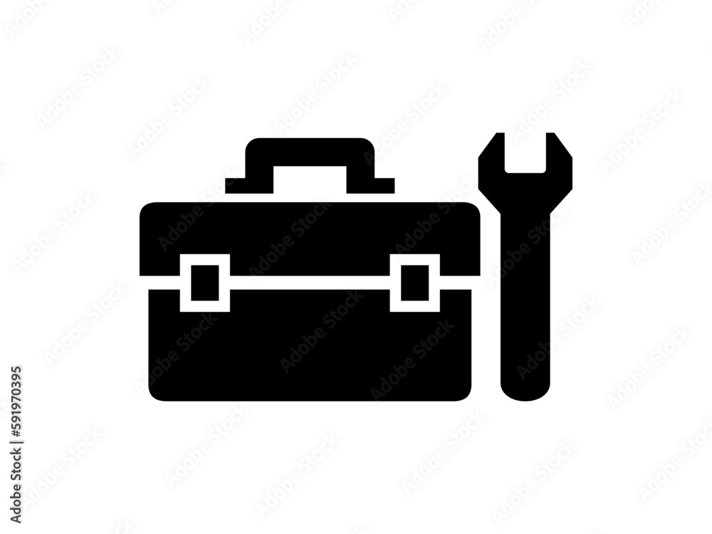 Toolbox with Wrench Tool Vector Icon Toolbox with Wrench Tool Vector Icon