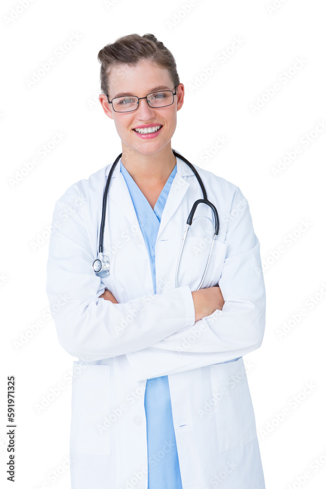 Doctor with arms crossed smiling at camera Doctor with arms crossed smiling at camera