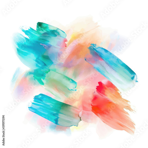Colorful watercolor hand drawn paper texture torn splatter banner. Wet brush painted spots and strokes abstract vector illustration.
