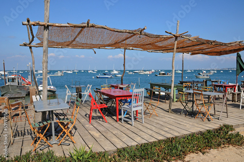 France, seafood restaurant in L Herbe in Bassin d Arcachon photo