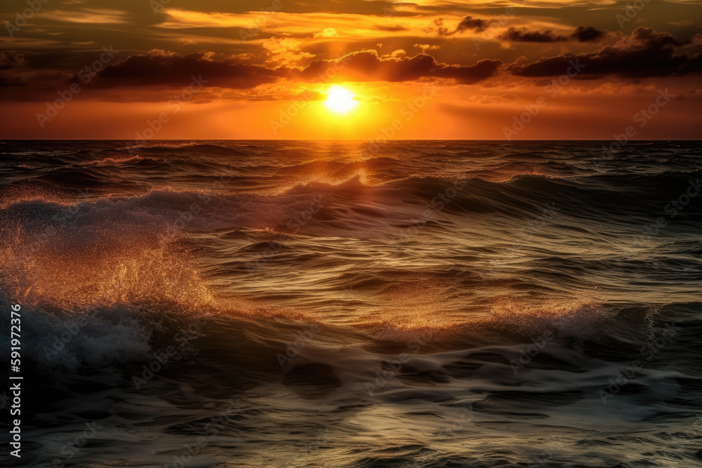 sunset over the sea created with Generative AI technology sunset over the sea created with Generative AI technology