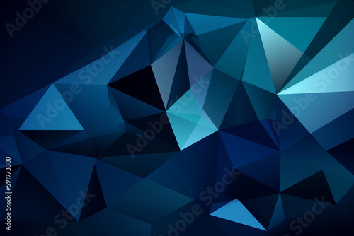 Dark Blue Geometric Background with Triangles and Diagonal Lines - Abstract Connection Communication Design - AI-Generated
