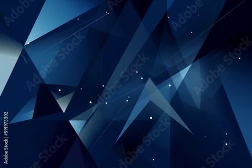 Dark Blue Geometric Background with Triangles and Diagonal Lines - Abstract Connection Communication Design - AI-Generated