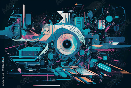 Cutting-Edge Hi-Tech Illustration - Futuristic Technology and Innovation Concept - Digital Design - AI-Generated