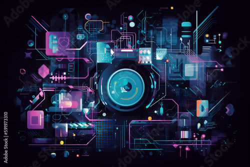 Cutting-Edge Hi-Tech Illustration - Futuristic Technology and Innovation Concept - Digital Design - AI-Generated