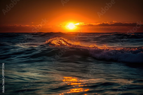 sunset over the sea created with Generative AI technology