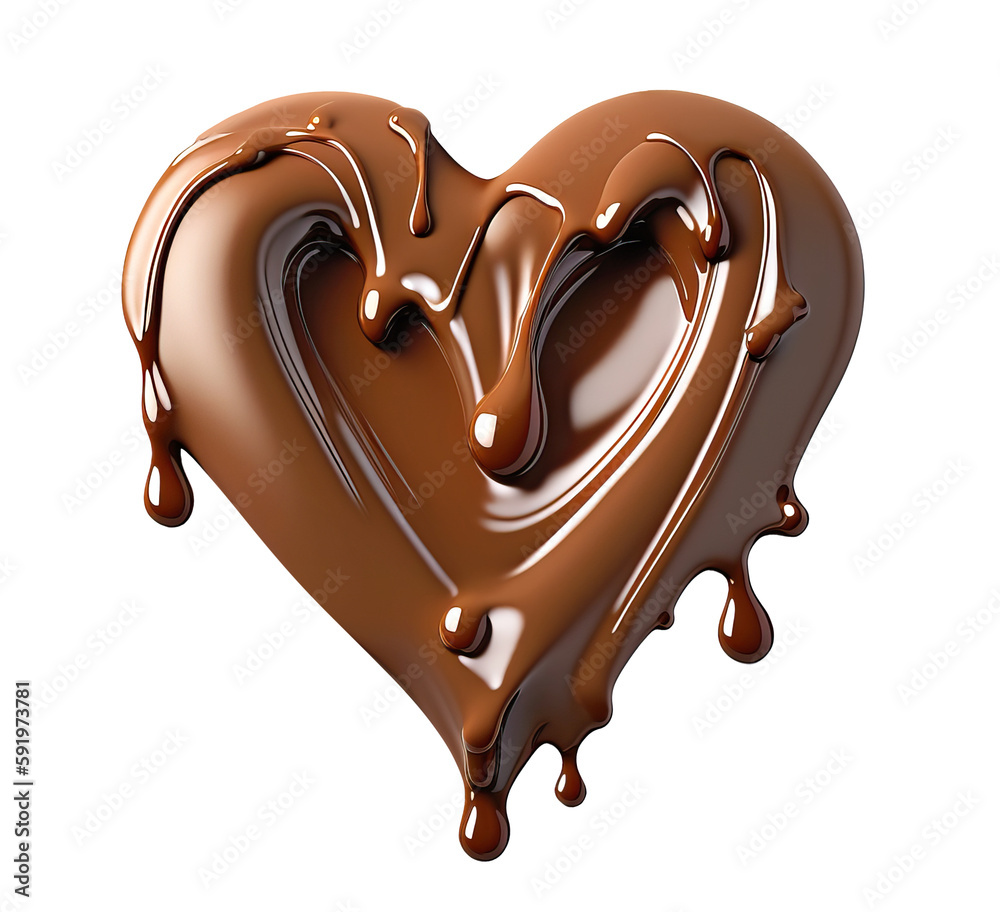 Melting chocolate heart cut out. Generative AI illustration Melting chocolate heart cut out. Generative AI illustration
