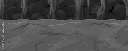 洞窟の通路と壁の風景_横スクロールゲームの背景_3層シームレス