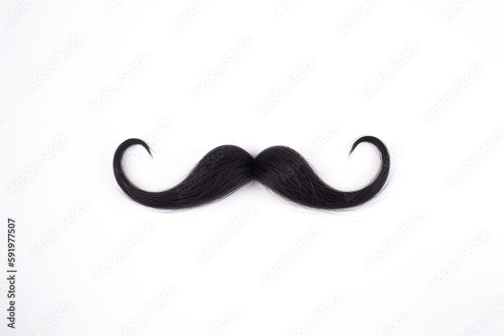 Template of black male mustache on a white background. Generative ai. Template of black male mustache on a white background. Generative ai.