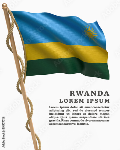 White Backround Flag Of RWANDA photo