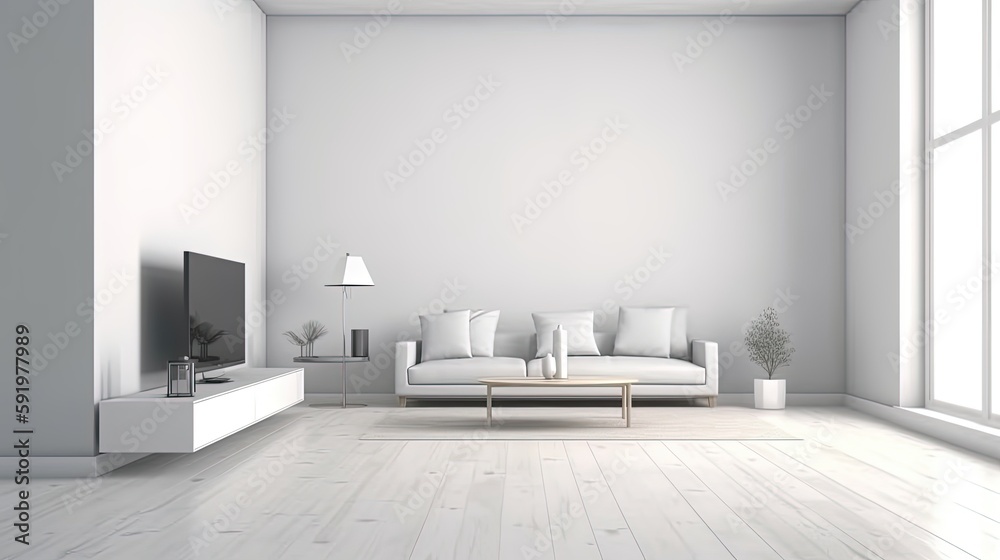 Living room interior minimalist 3d render Living room interior minimalist 3d render