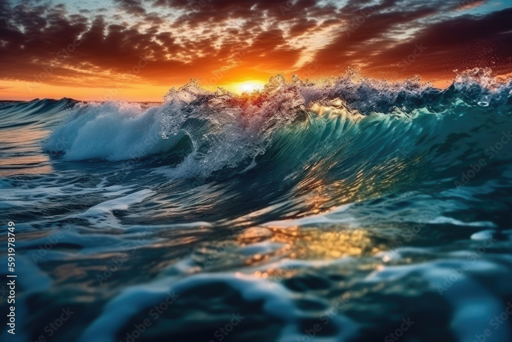 Fototapeta premium sunset over the sea created with Generative AI technology