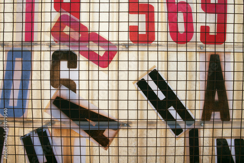 Message sign with jumbled letters and numbers; Rockwood, Ontario, Canada photo