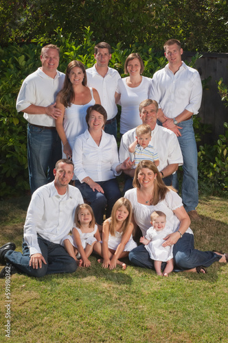 Family portrait with three generations; Moraga california united states of america photo