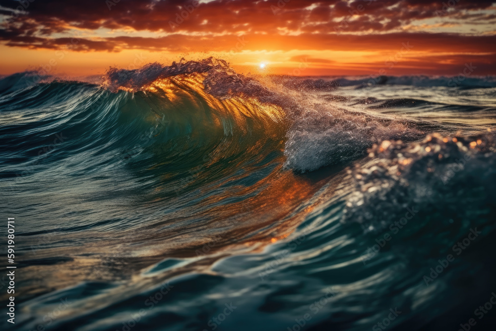 Fototapeta premium sunset over the sea created with Generative AI technology