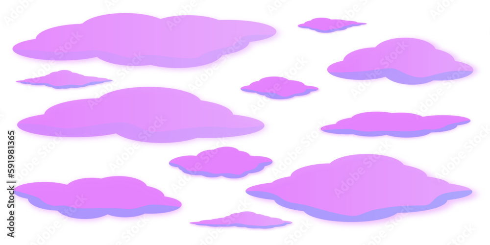Set or collection of pink clouds with shadow effects against a transparent background — Illustration of a cloudy sky composed of beautiful pink clouds Set or collection of pink clouds with shadow effects against a transparent background — Illustration of a cloudy sky composed of beautiful pink clouds
