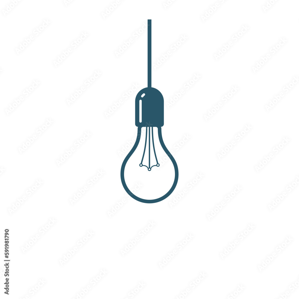 Hanging Light Bulb Lamp Icon Vector Template Hanging Light Bulb Lamp Icon Vector Template