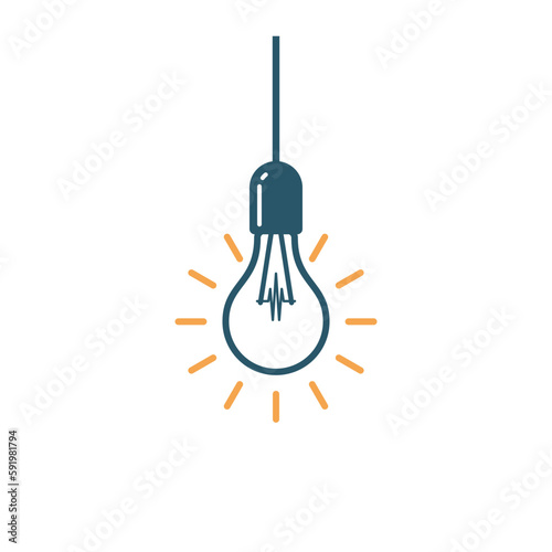 Hanging Light Bulb Lamp Icon Vector Template