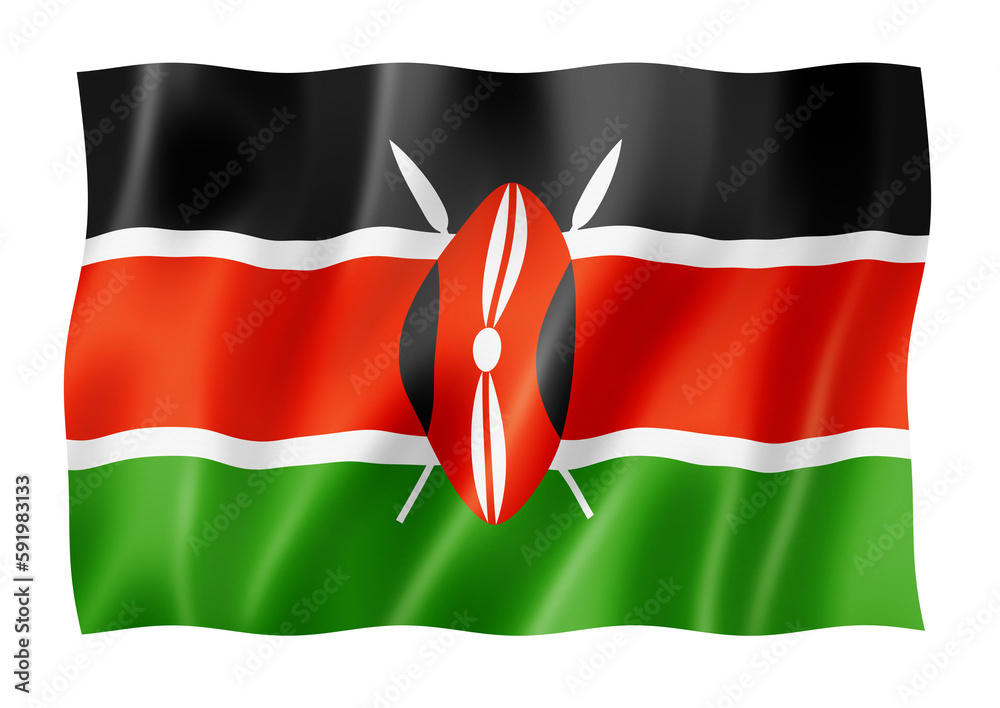 Kenyan flag isolated on white Kenyan flag isolated on white