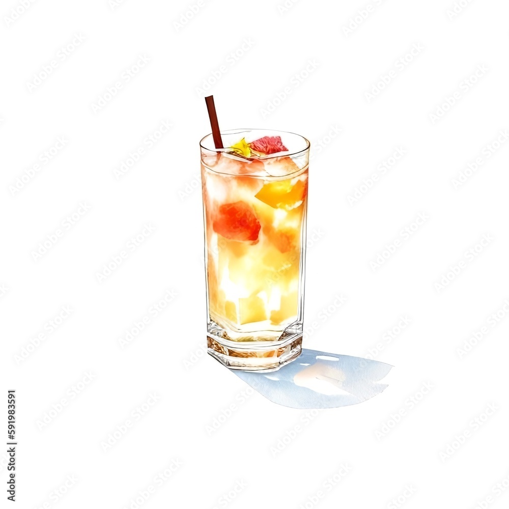 Watercolor ice tea isolated, generative ai Watercolor ice tea isolated, generative ai