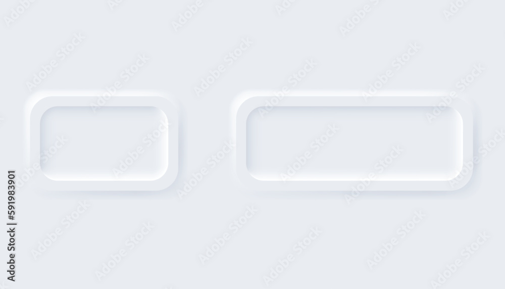 Neumorphic buttons. Simple trendy design elements UI components isolated on light background. Control element for website, mobile app menu and navigation with rounded edges