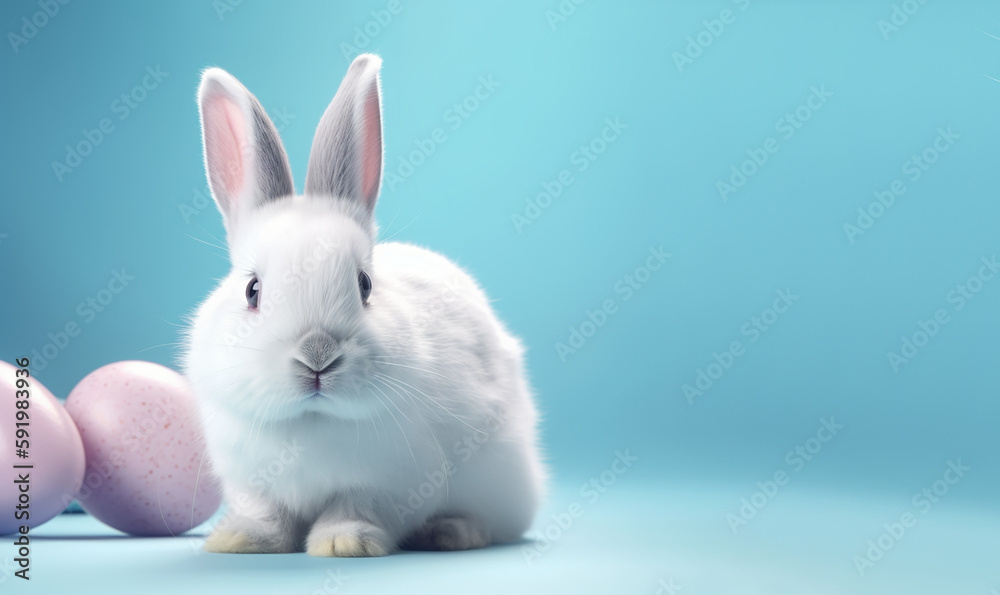 Fototapeta premium Little cute easter bunny. AI