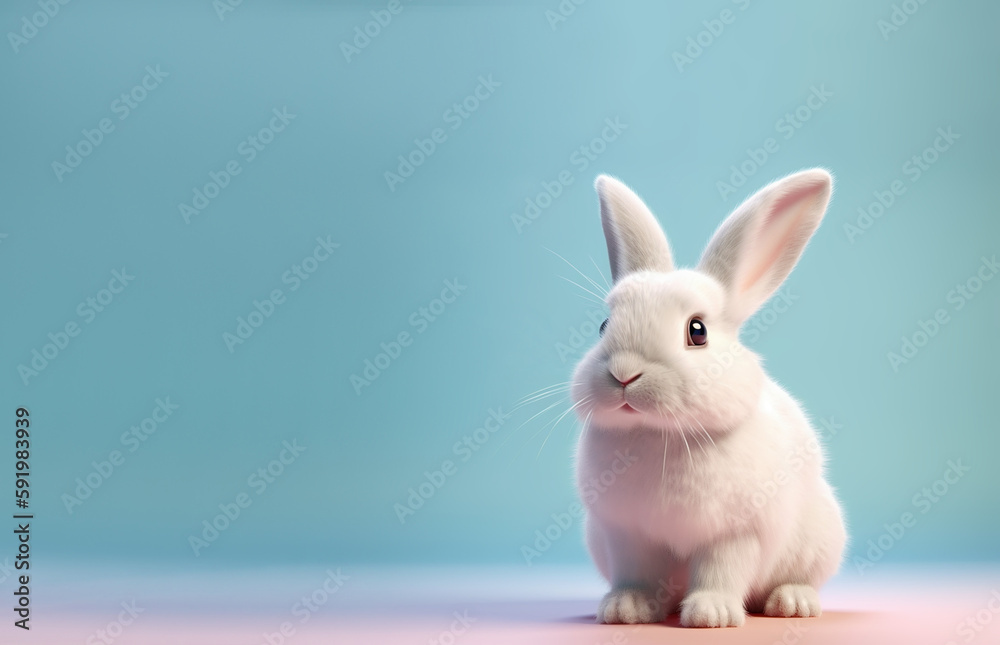 Obraz premium Little cute easter bunny. AI