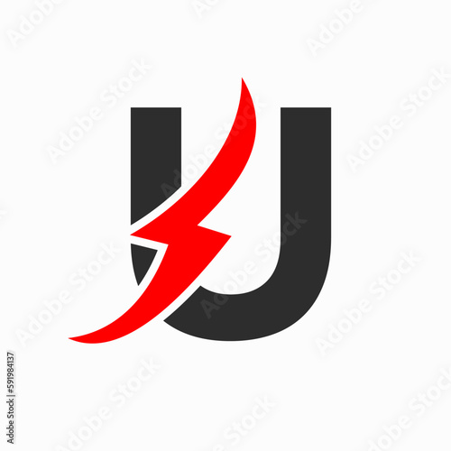 Initial Electric Logo on Letter U Concept With Power Icon, Volt Thunder Symbol Free Download Initial Electric Logo on Letter U Concept With Power Icon, Volt Thunder Symbol - GFXLoad