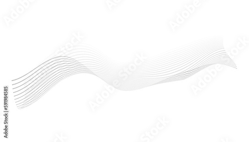 Dotted halftone waves. Flowing wavy lines pattern. Abstract liquid shapes, wave effect dotted gradient texture. Curve textures with halftone circular point isolated on white background