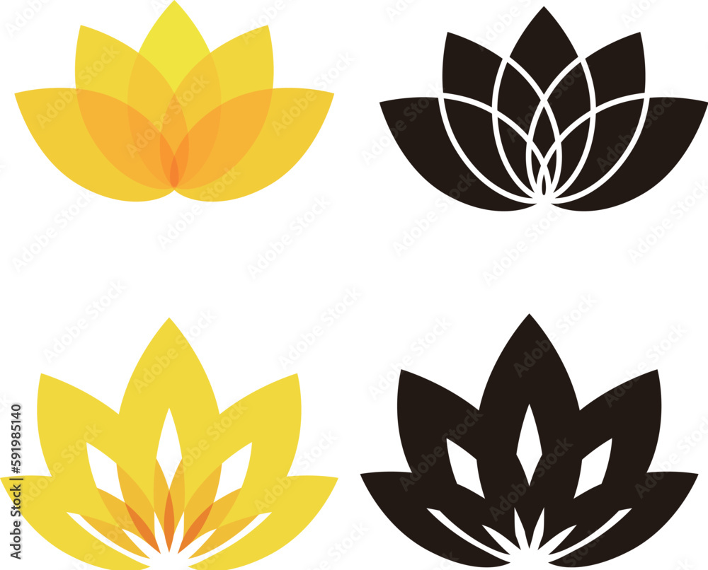 Lotus flower sticker design element vector design elements