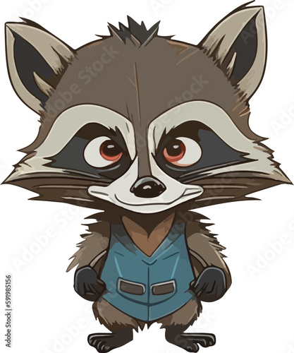 Cartoon raccoon multicolor vector illustration isolated on white background