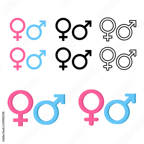 Set of gender icons woman and man. vector
